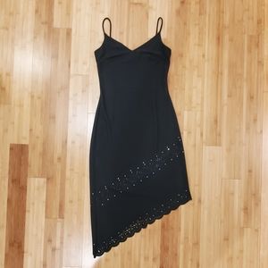 Slip On Assymetrical  Black dress with